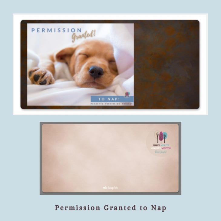 This Pandemic Permission Project postcard theme is nap