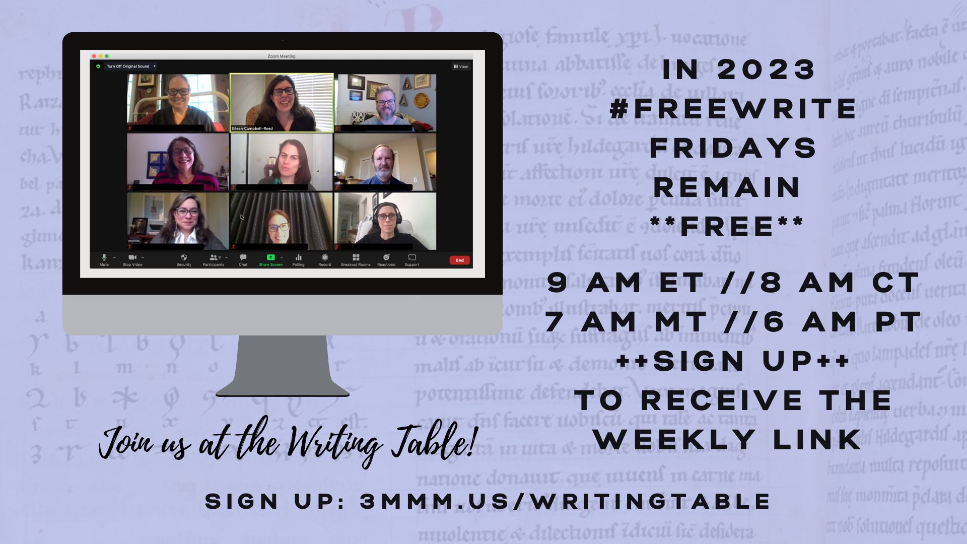 writing table and #freewrite fridays info