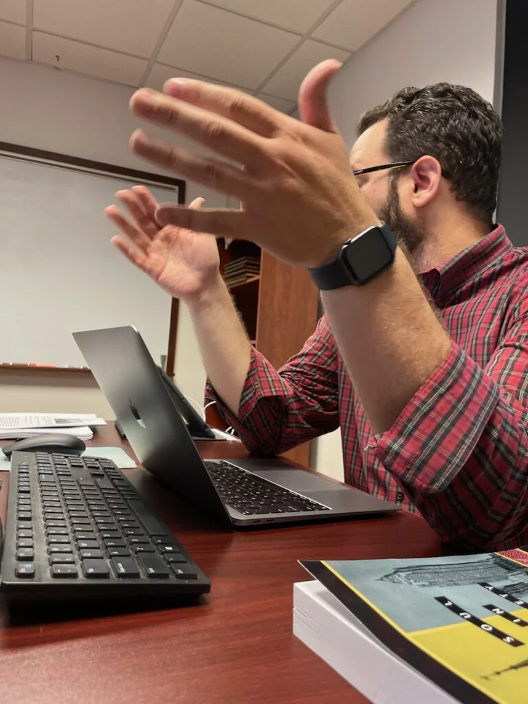 Adam teaching with technology