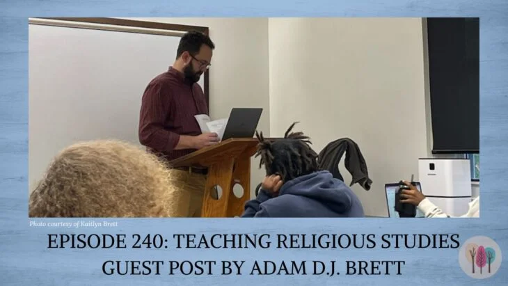 Adam DJ Brett teaching in a classroom at a lecturn